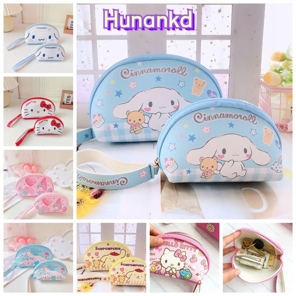 Hunan 2 ชิ้น/เซ็ตกระเป๋าแต่งหน้า, PU ญี่ปุ่นน่ารักกระเป๋าเหรียญ,ทนทานซิป Cinnamoroll Kuromi Melody ลิปสติกกระเป๋าเก็บเครื่องสําอางผู้หญิงหญิง