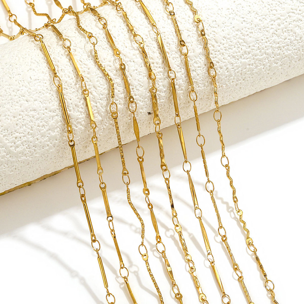 สแตนเลสสี Retention Electroplating 18K Gold Stick S Chain Non-Fade สามารถใช้สร้อยคอสร้อยข้อมือสร้อยข้อมือโซ่ผลิตภัณฑ์กึ่งสําเร็จรูป