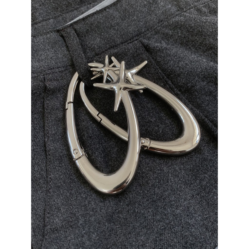 {Star Oval Buckle} Original Niche Double Star Oval Keychain vibe Style Bag Pendant High-End Accessories