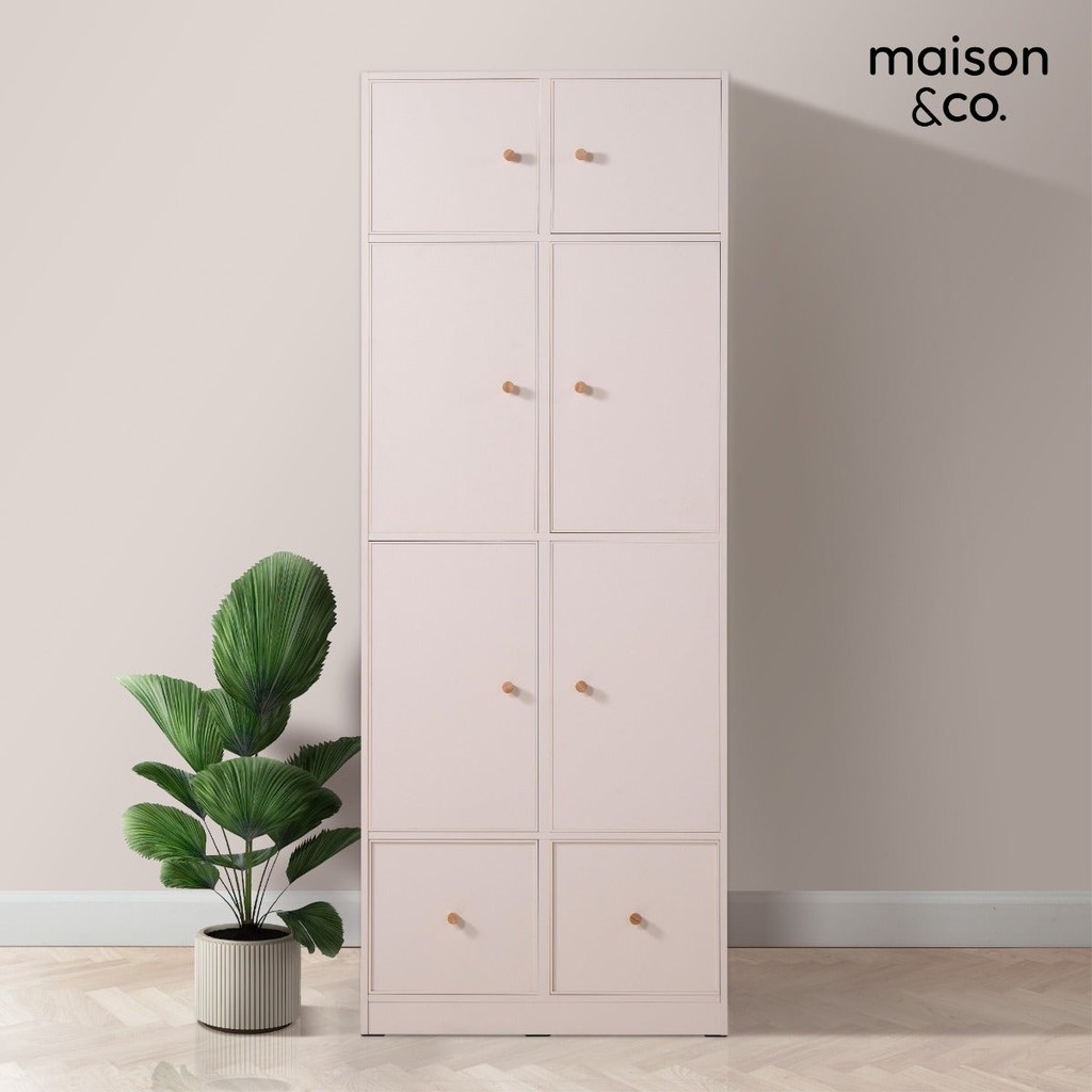 SB Design Square ตู้สูงบานเปิด ขนาด 80 ซม. รุ่น Lacuna สีครีม (80x40x210 ซม)  แบรนด์ MAISON&CO.