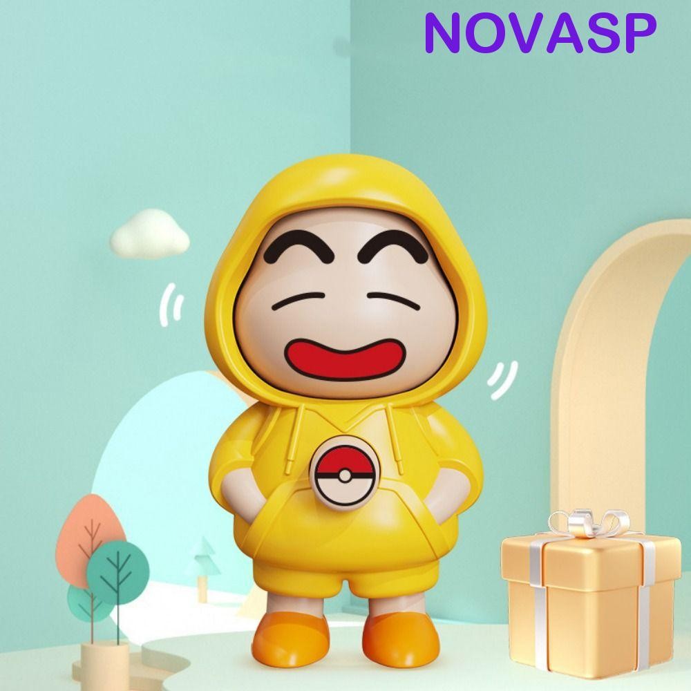 Novasp ตุ๊กตาเปลี่ยนหน้าเครยอนชินจัง,พลาสติกงานฝีมือ DIY ของเล่นแต่งหน้าหน้าชินจัง, 4 ใบหน้าพร้อมพวงกุญแจสไตล์จีนของเล่นเปลี่ยนหน้าตุ๊กตาคริสต์มาส