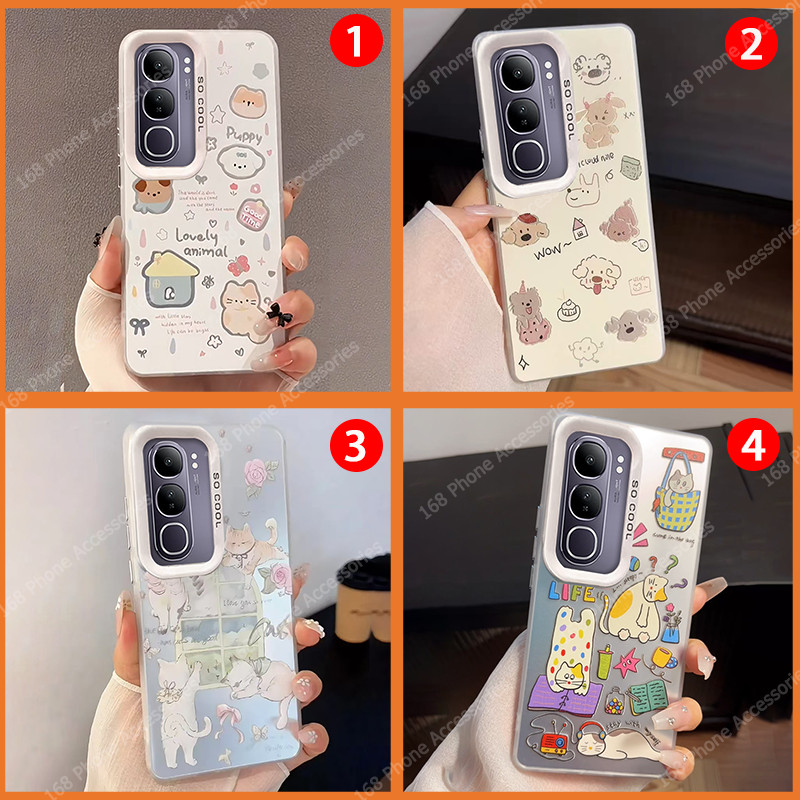 เคส Vivo Y200 Y100 5G เคส Vivo Y19S กันกระแทกการ์ตูนน่ารักแมวสุนัข ins สไตล์กันกระแทกด้านแข็งโทรศัพท