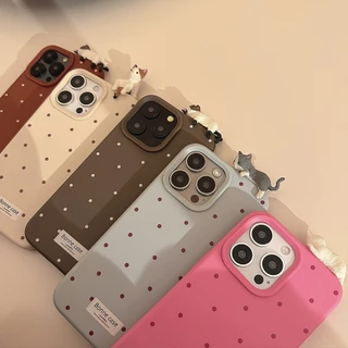 แมวคลาน 3D น่ารักเหมาะสําหรับเคสโทรศัพท์ IPhone 16 Apple 15promax/13/14/12 Minimalist Polka Dot Soft Shell