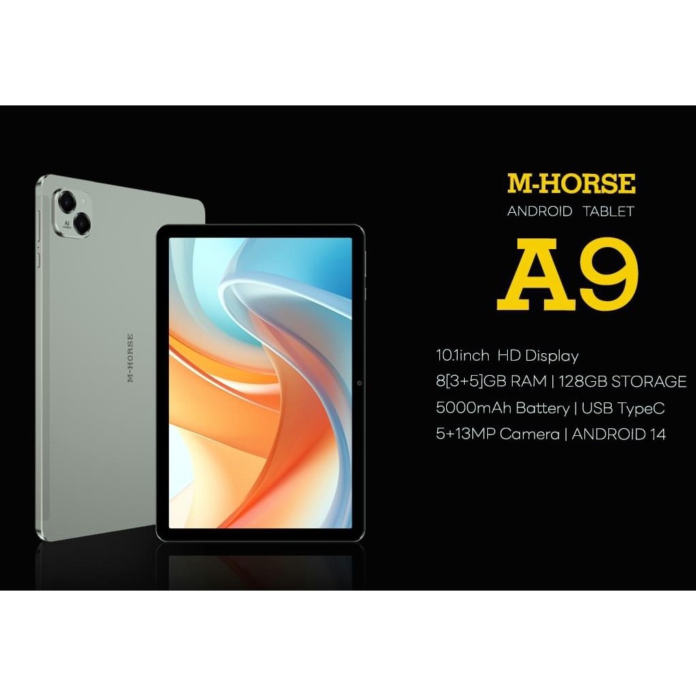 แท็บเล็ต mhorse รุ่น A9 (8+128GB) หน้าจอใหญ่ 10.1 นิ้ว HD แท็บเล็ตราคาถูก รองรับ2ซิม สินค้ารับประกัน