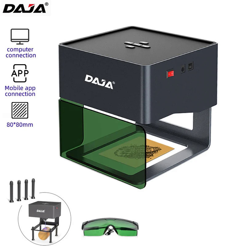 DAJA DJ6 Laser Engraver Portable Logo Text Pattern Pet Tag Printer Woodworking Wood Plastic 3W Laser
