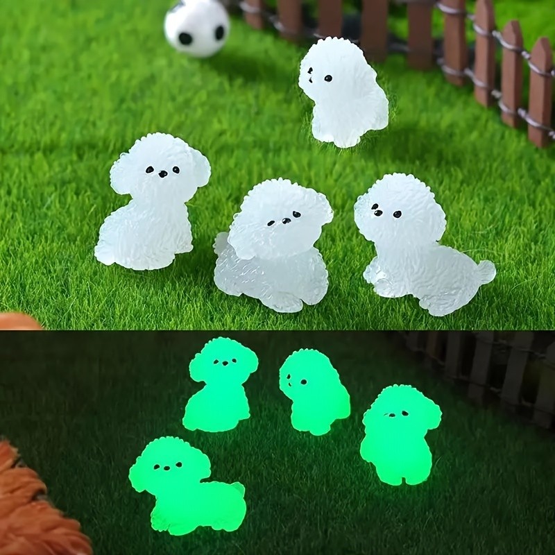 10/20/30/50pcs Miniature เรซิ่นสุนัขรูปปั้นชุดเรืองแสงใน Dark Garden Accents สุนัข Figurines สําหรับ Micro Landscape, All-Season Party ตกแต่งและอุปกรณ์
