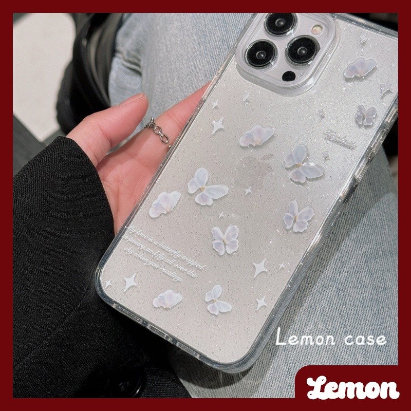 เคสโทรศัพท์มือถือแบบนิ่ม ใส แต่งกลิตเตอร์ ผีเสื้อ สําหรับ iphone 15 15promax 14promax 13pro 13promax 11 12promax