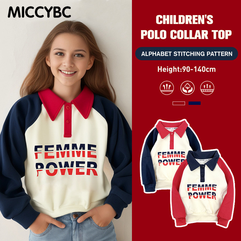 [MICCYBC]เสื้อโปโลเด็ก 1-11yrs ฤดูใบไม้ผลิและฤดูใบไม้ร่วงการ์ตูนปกแขนยาวเสื้อยืดสําหรับเด็กชายและเด็กหญิงท็อปส์