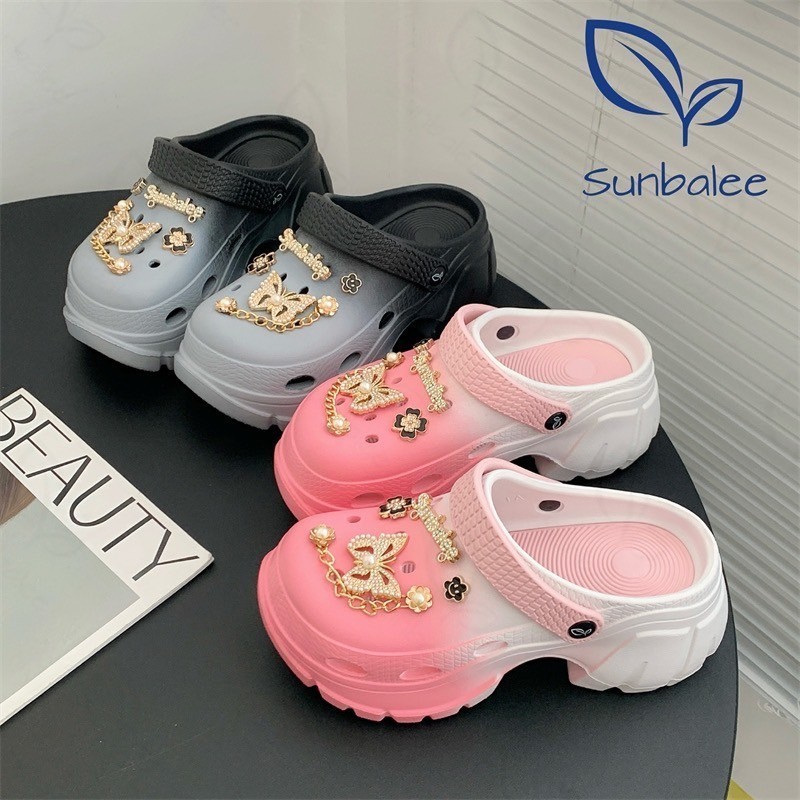SUNBALEE 🦩 H509-2T รองเท้าหัวโต แบบสวม แถมตัวติด รองเท้าผู้หญิง สูง 7 CM. วัสดุ EVA สินค้าพร้อมส่ง