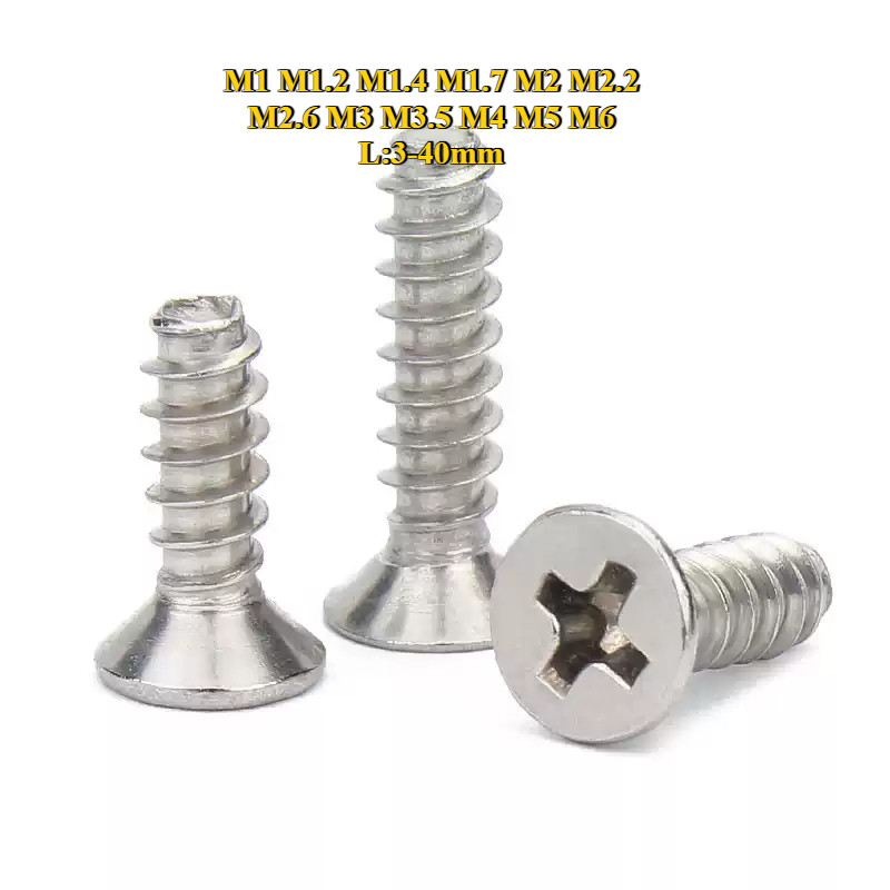 [BY-XSP-w]Flat Head Phillip Type-BT sus 304/หัวเรียบ แฉก F+ น็อต + ขันพลาสติก เกลียวปล่อย ปลายตัด ผ่