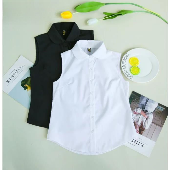 Cxke เสื้อเชิ้ตแขนกุดเปิดหลังไซส์ใหญ่สไตล์เกาหลีฤดูสำหรับผู้หญิง