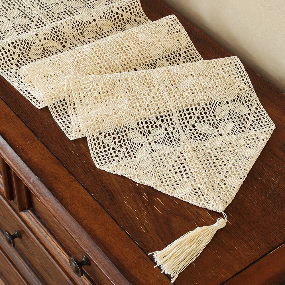 นักวิ่งตารางฝรั่งเศส,โต๊ะกาแฟตู้ทีวีตกแต่งปกผ้า,ผ้าปูโต๊ะแถบยาว,หลุมถักตารางนักวิ่ง - รูปที่ 5