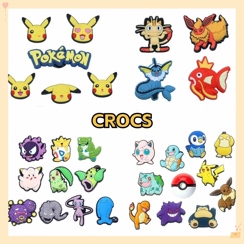 Crocs jibbitz Pokémon รองเท้าหัวเข็มขัด Mario รองเท้าหัวเข็มขัดน่ารัก Pikachu hole รองเท้าอุปกรณ์เสริม charm crocs Pokémon รองเท้าหัวเข็มขัด Kuromi ดอกไม้