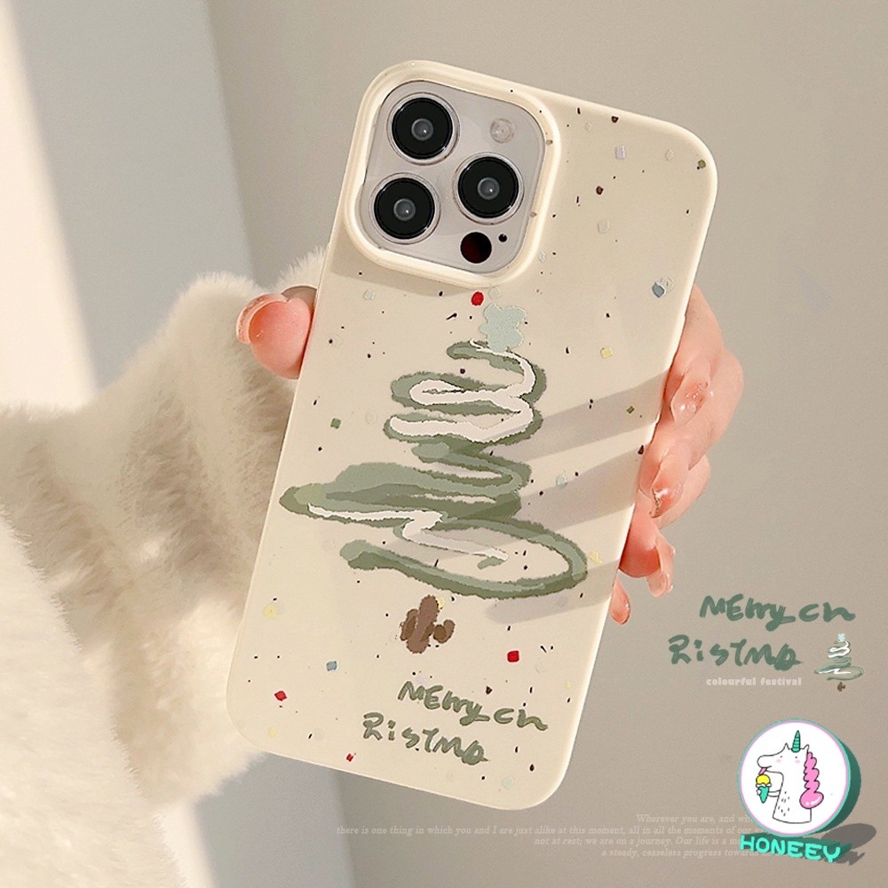 ต้นคริสต์มาสพิมพ์เคสโทรศัพท์กันกระแทกสําหรับ IPhone 11 15 16 Pro Max 13 14 12 Promax 16plus XR XS Max 7Plus 8Plus ป้องกันฝุ่นโทรศัพท์ TPU แบบนุ่มฝาหลัง