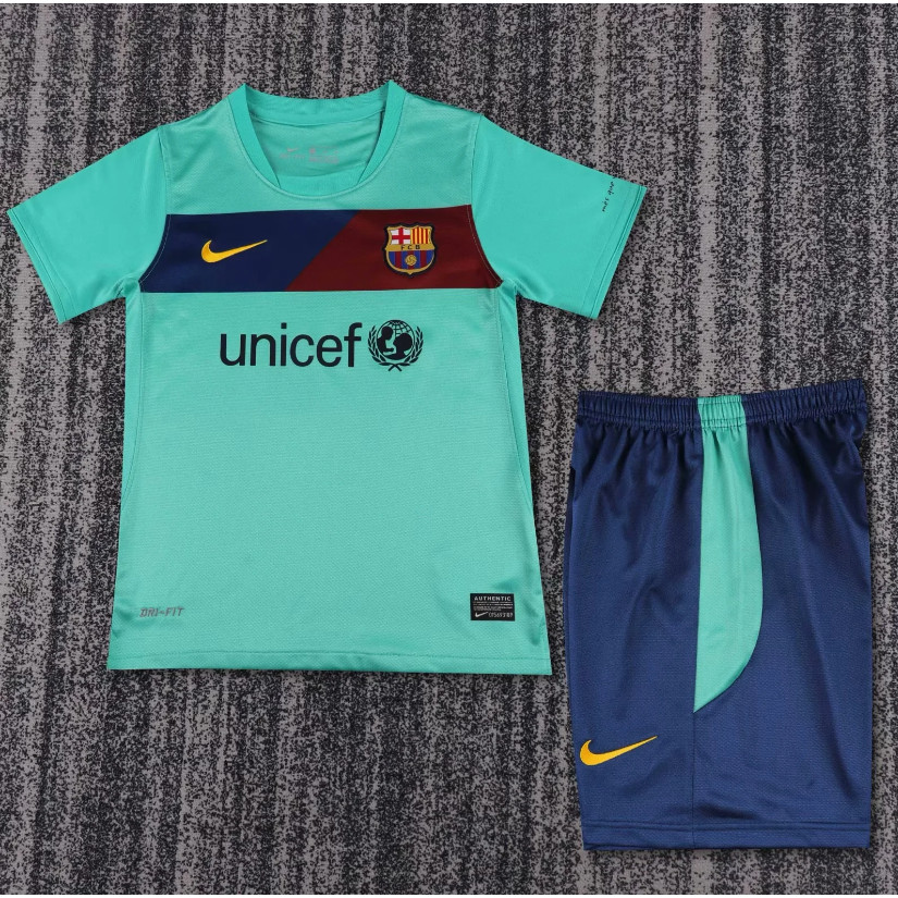Kids 10-11 Barcelona Away Top+shorts Football Retro Set
