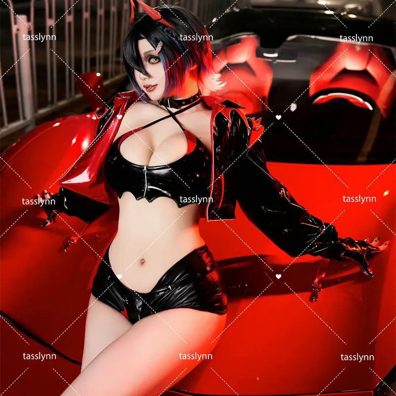 Mn  Game Azur Lane Schlachtschiff H Cosplay Costume Racing Queen Schlachtschiff H Leather Bikini Ulr
