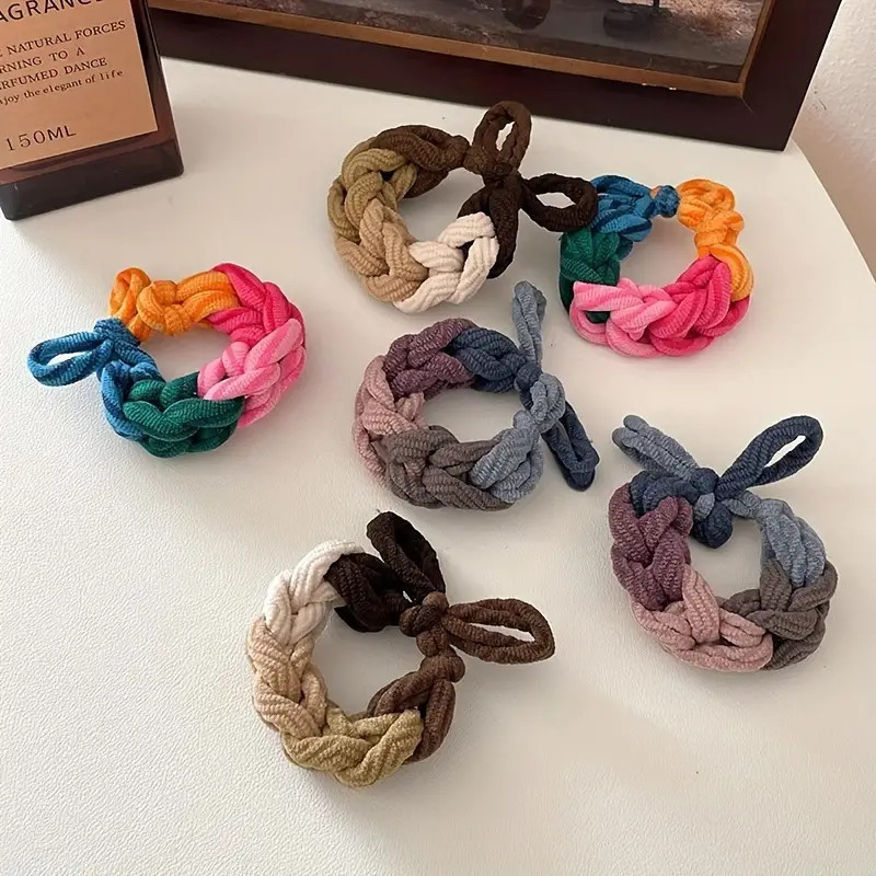 ยางรัดผมเปียเส้นใหญ่ ยางมัดผมถัก สไตล์เกาหลี น่ารัก ยางรัดผมยืดหยุ่นสูง ทันสมัย ​​คุณภาพสูง - รูปที่ 3