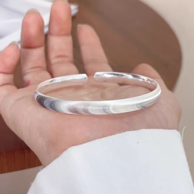 JF Strobe Cats Eye สร้อยข้อมือ 999 เงินสเตอร์ลิงเปิด Solid ปรับสร้อยข้อมือเงินแฟชั่นแปรงผู้หญิงเครื่