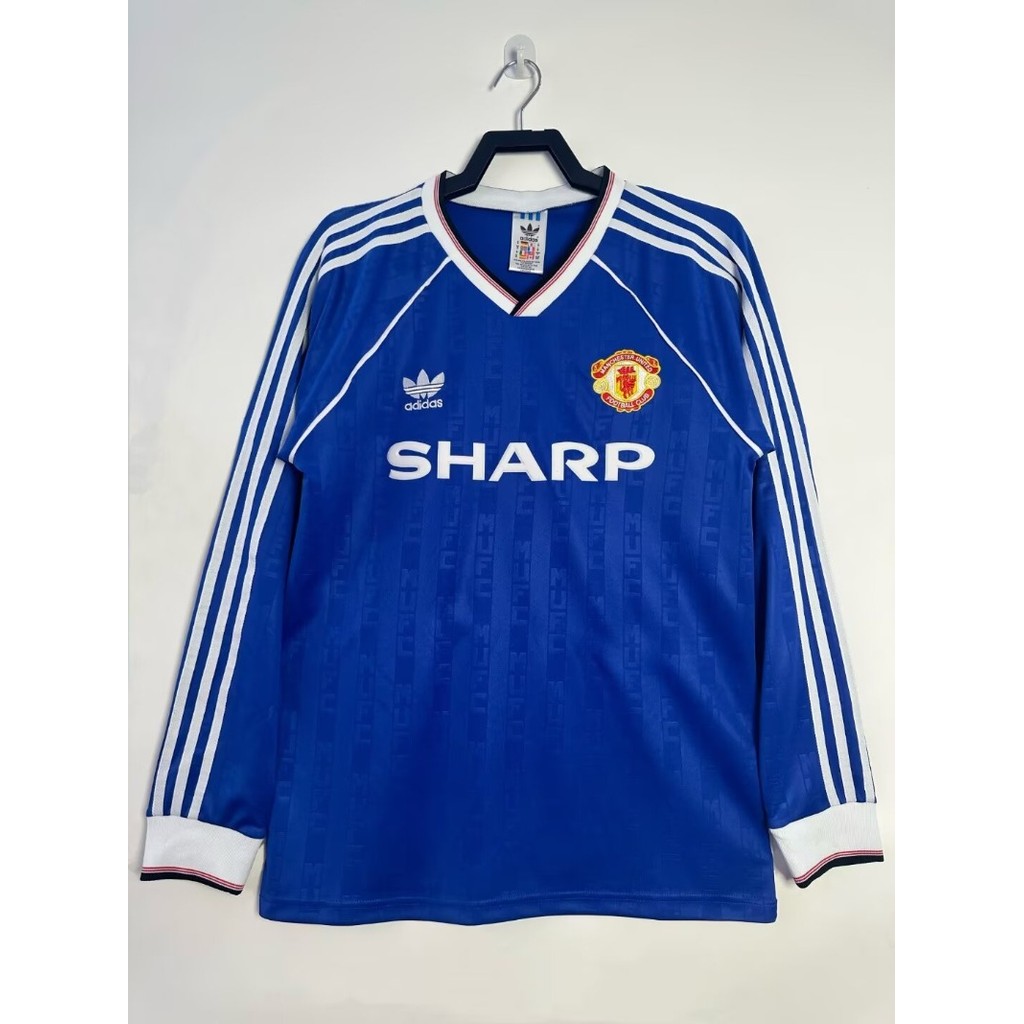 1988/90 Manchester United Second Guest แขนยาว Vintage Jersey เสื้อ S-XXL ผู้ใหญ่เสื้อฟุตบอล AAA