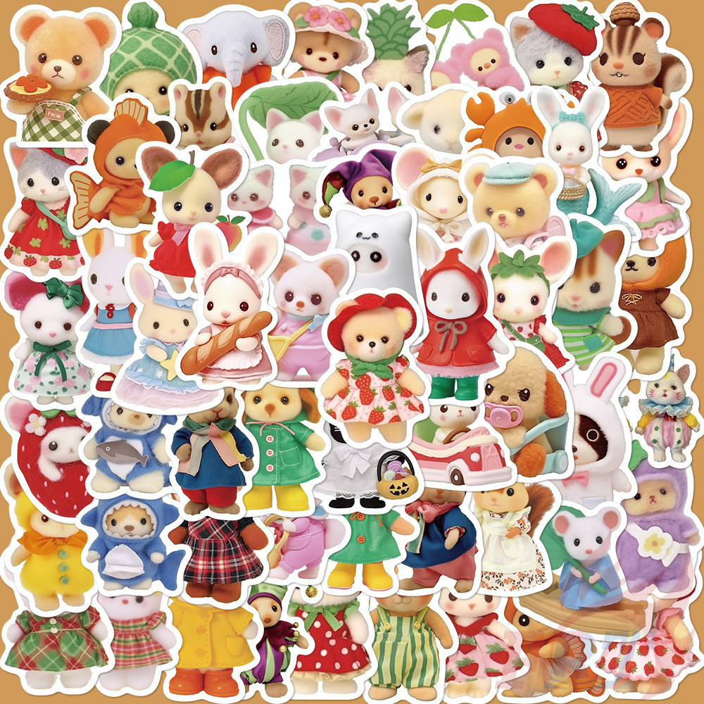 สติ๊กเกอร์ Fruit Calico Critter Animal Series 01 50 ชิ้น/เซ็ต DIY แฟชั่นสติ๊กเกอร์กันน้ํา Doodle สติ๊กเกอร์