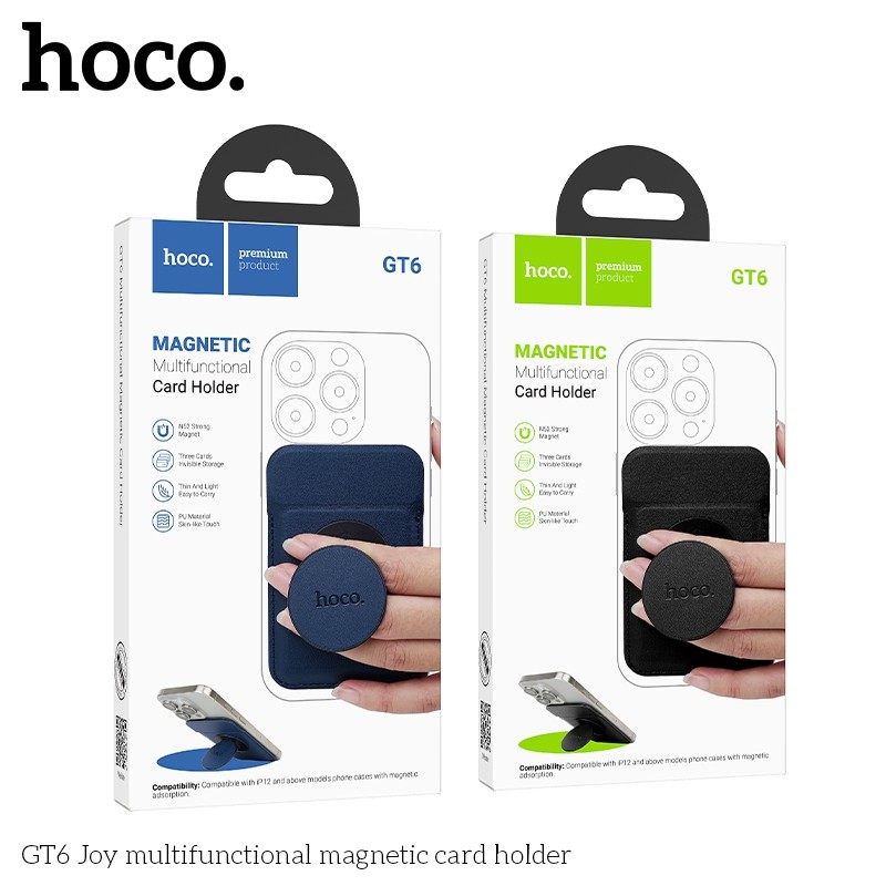 Hoco GT6 ขาตั้งมือถือ Magnetic wallet ใส่การ์ดได้มากถึง3 ใบ พับเก็บได้ ใส่บัตรติดโทรศัพท์ card holder ขาตั้งโทรศัพท์ hc6
