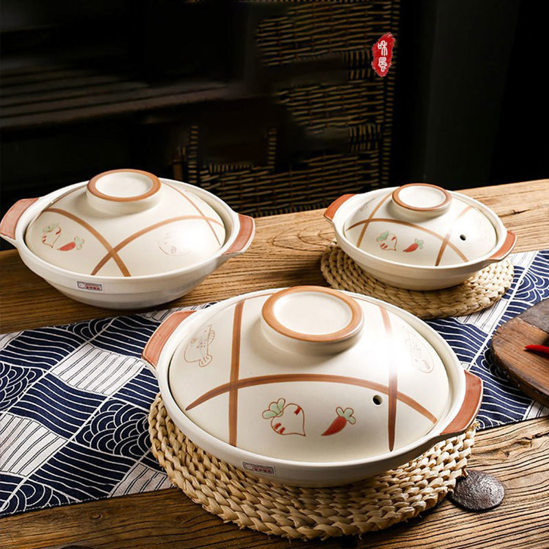 Ceramic casserole high temperature resistant shallow pot open rice clay pot