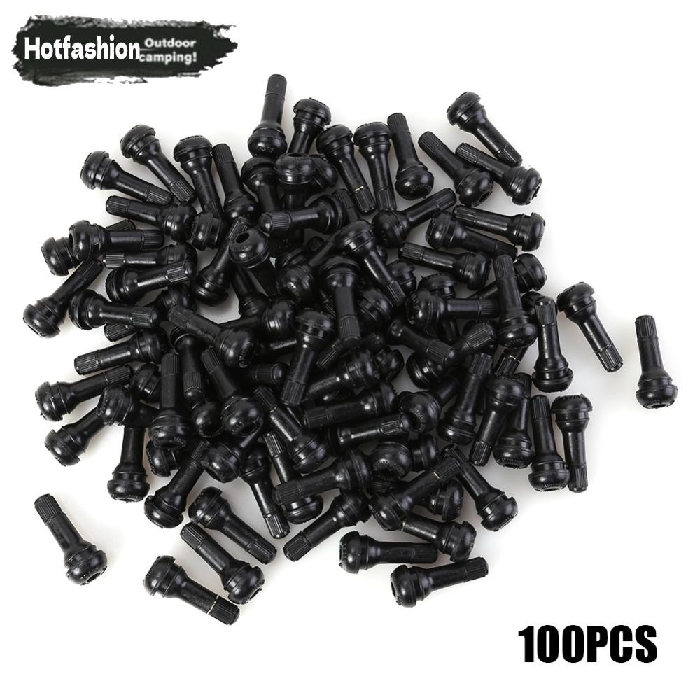 100 ชิ้น TR-413 Snap In สั้นสีดํายางวาล์ว Stems TR413 วาล์วแบบไม่มียาง