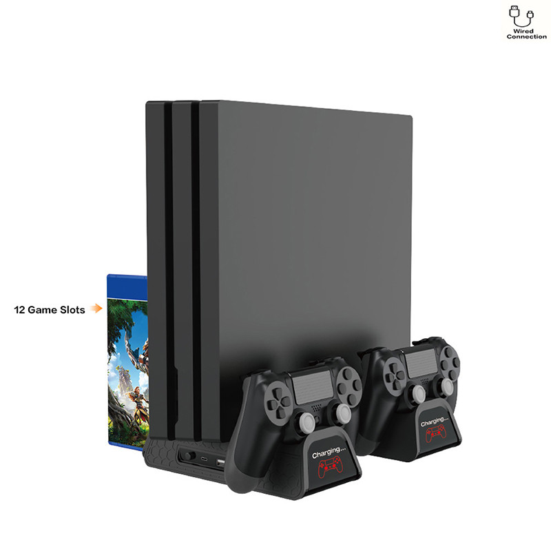 P-4 Multifunctional Cooling Stand Dual Controller Charger Station 12 สล็อตเกมแท่นชาร์จสําหรับ Playstation 4 Slim/Pro คอนโซล
