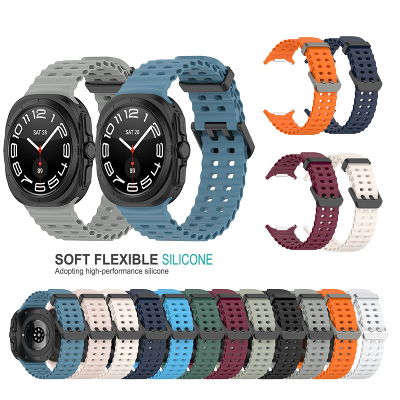 Ocean สายซิลิโคนสําหรับ Samsung Galaxy Watch 7 ultra Strap 47 มม.สร้อยข้อมือกีฬา Galaxy Watch ultra Strap 47 มม.