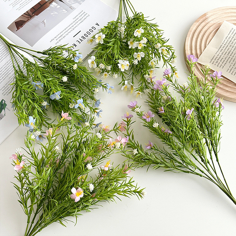 7 ส้อมประดิษฐ์ Daisy Babysbrath ดอกไม้ช่อดอกไม้สําหรับงานแต่งงานตกแต่งบ้านดอกไม้ปลอม