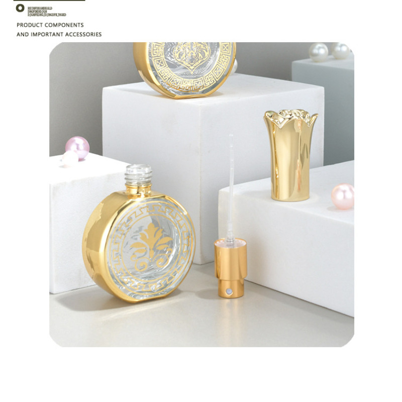20ml Gold Glass สเปรย์น้ําหอม Bottl Fine Mist รอบเครื่องสําอางขวดเปล่ารีฟิลสําหรับการเดินทาง