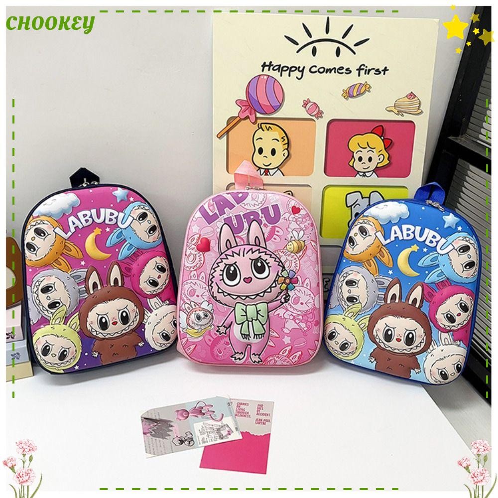 Chookey กระเป๋าเป้สะพายหลังโรงเรียน,กระเป๋าเป้สะพายหลัง EVA Labubu ความจุขนาดใหญ่,กระเป๋านักเรียนนักเรียนอเนกประสงค์ทนคราบหลายชั้นการ์ตูน