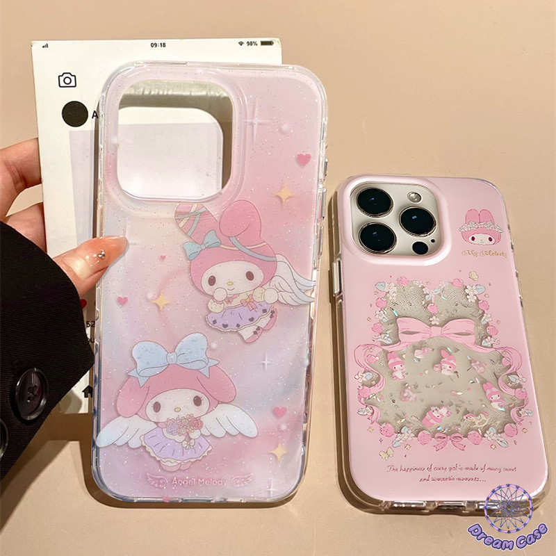การ์ตูนน่ารักเมโลดี้หวานโบว์ดอกไม้นุ่ม เคส IPhone 16 11 13 15 14 12 Pro Max 7Plus XR 15 14 7 8 16 Plus X XS Max SE 2020