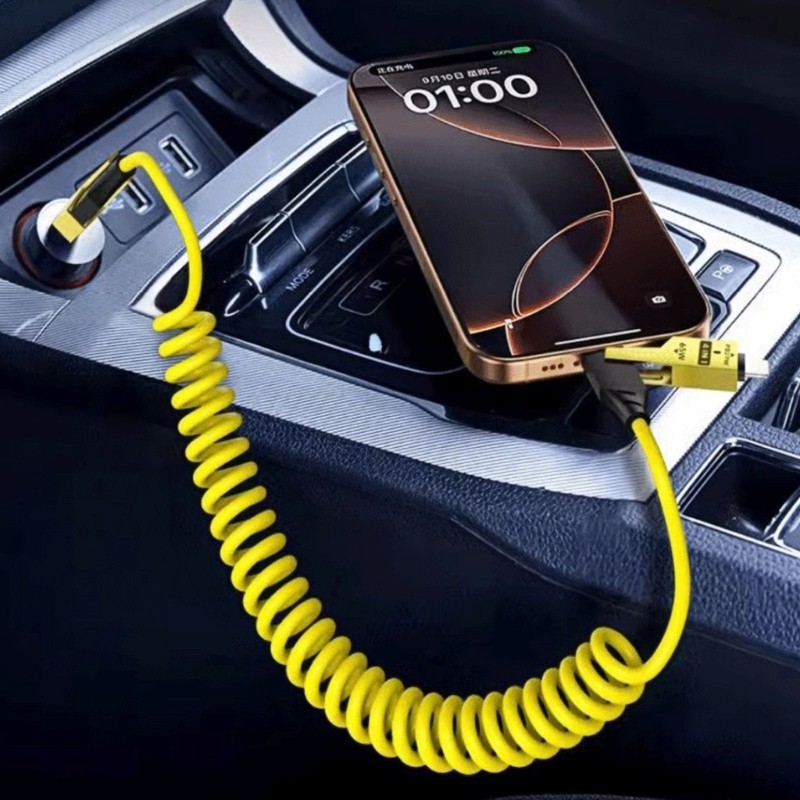 ZYHRUKO 4 in 1 สายชาร์จ Spring Coiled Power Cable Extension Line รองรับ 480Mbps