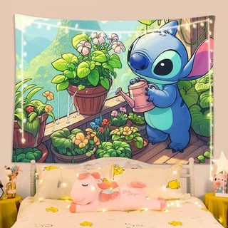 [จัดส่งจากประเทศไทย] agirl Starbaby Stitch ผ้าพื้นหลังตกแต่งห้องอะนิเมะน่ารักแขวนผ้าปรับปรุงห้องนอนผ้าติดผนังถ่ายภาพติดผนัง