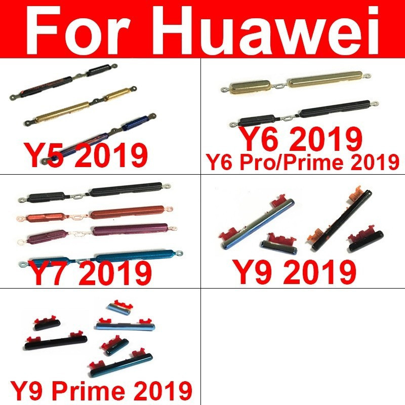 Y9 2019 ปุ่มเปิดปรับระดับเสียงด้านข้างสําหรับ Huawei Y5 Y6 Y7 Y6Pro Y6 Y9 Prime 2019 ปุ่มด้านข้าง