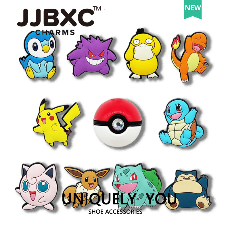 JJBXC CHARM หัวเข็มขัดรองเท้า DIY สำหรับ Pokémon ออกแบบเองได้ ทำให้รองเท้าแฟชั่นมากขึ้น