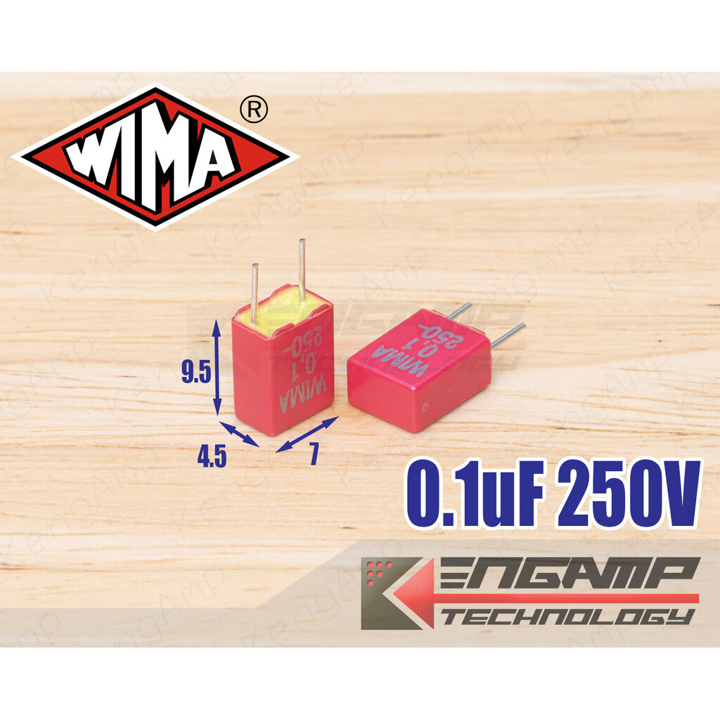(10ตัว) [F-CAP] 0.1uF/250V WIMA MKS2 4.5x7x9.5mm P=5