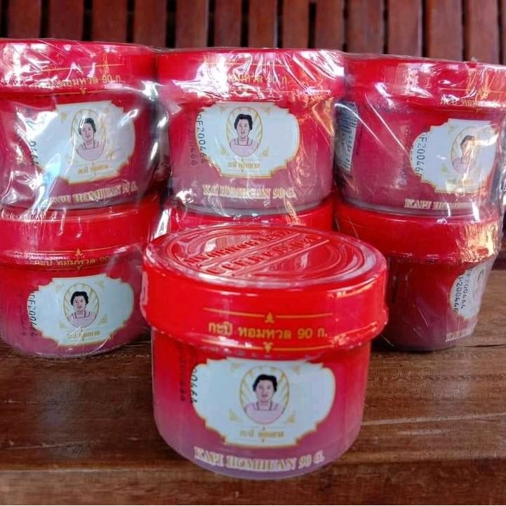 กะปิแท้ กะปิ ตราหอมหวล 90กรัม แพ็ค 12กระปุก