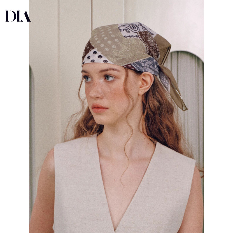 ผ้าพันคอ 여성 อเมริกันหวานเย็น สไตล์ย้อนยุค ลายดอกไม้ เม็ดมะม่วงหิมพานต์ ดีไซน์สีจับคู่