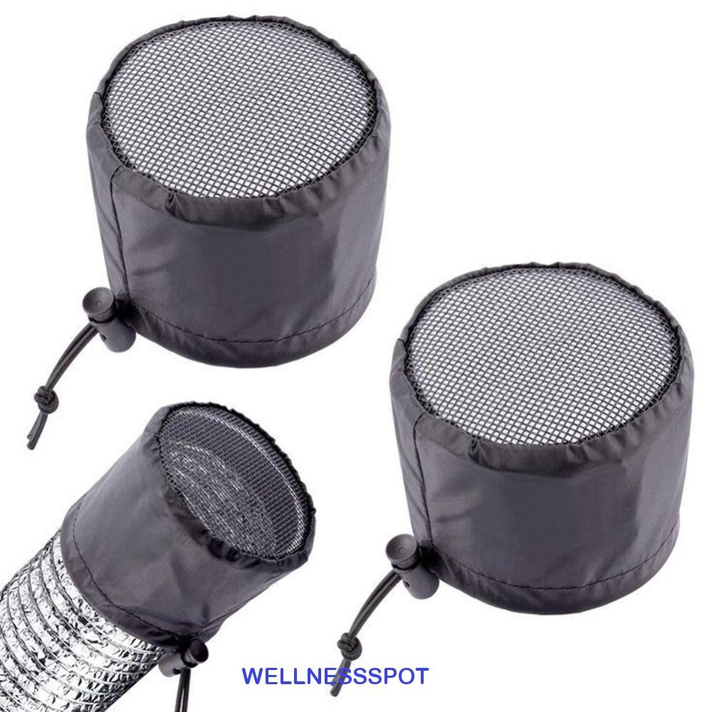 Wellnessspot 2 ชิ้น Grow เต็นท์ Vent Cover, Elastic Band แมลงหลักฐานท่อกรอง, พืชกรอง Hoods หัวเข็มขัดคงที่ตาข่ายโพลีเอสเตอร์ระบายอากาศครอบคลุมการเกษตร