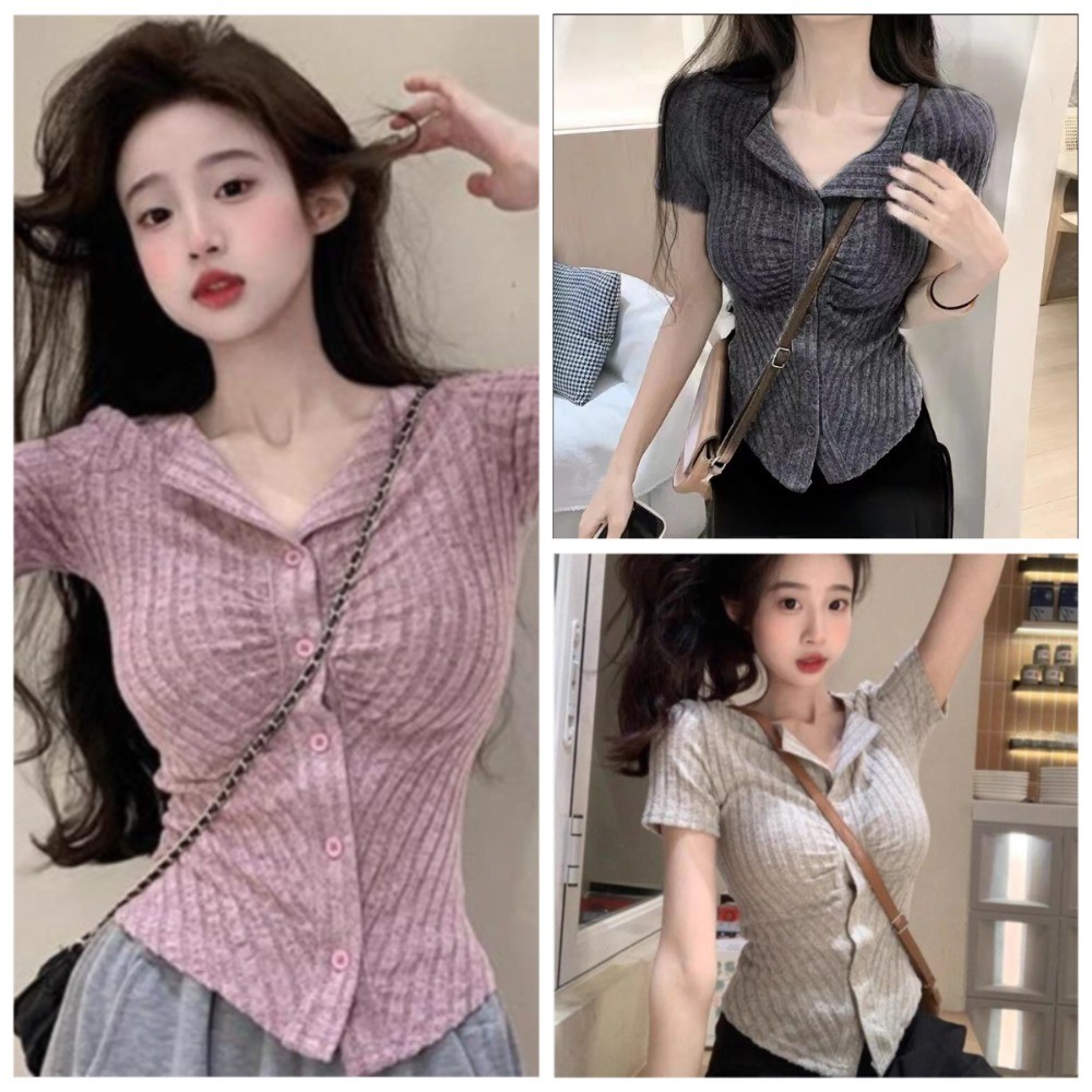 จีบโดปามีนเผ็ดหวานหุ่นผอมเพรียวเสื้อยืดแขนสั้นสำหรับผู้หญิงในฤดูร้อนทุกการแข่งขันเพรียวฐานถักฐานจัดส่งในกรุงเทพฯ