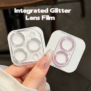 Glitter Shiny ตัวป้องกันเลนส์กล้องเลนส์สําหรับ iPhone 16 15 Pro Max 14 13 12 11ProMax