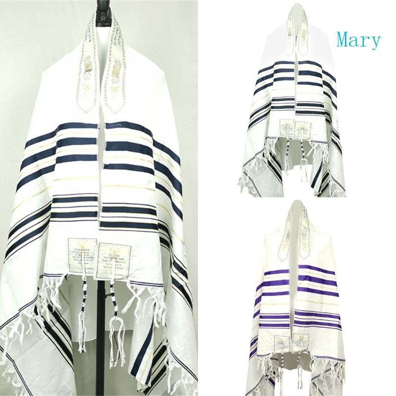 Mary Tallit ผ้าคลุมไหล่ผ้าฝ้าย Ksher Tallit Gadols Tzitzit สําหรับสวดมนต์ล้างบาร์เหล็ก Mitzvah 71 x 