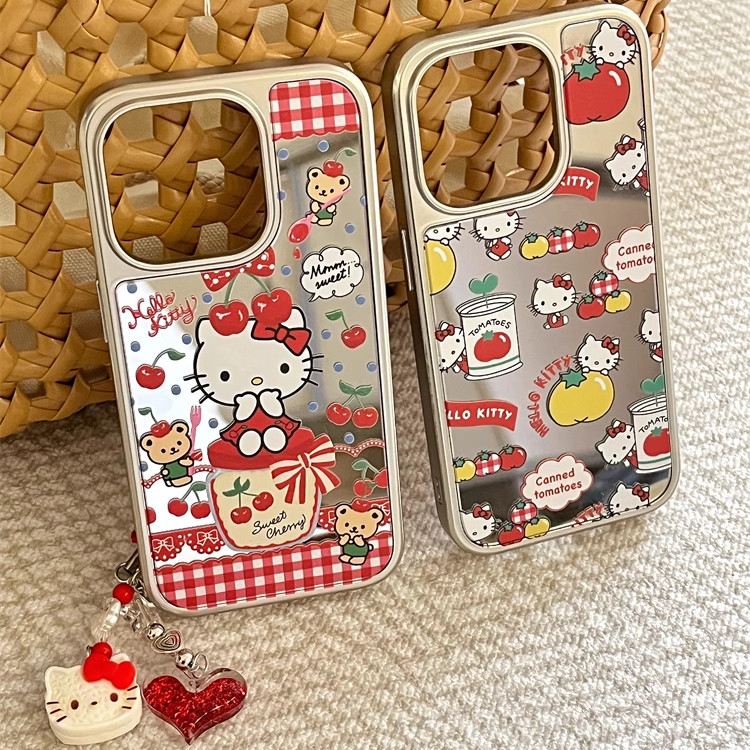 Huiwanju เค้กการ์ตูนแมวภาพประกอบโซ่สําหรับ iphone17promax/16 เคสโทรศัพท์มือถือ 15pro/14 เคสป้องกัน