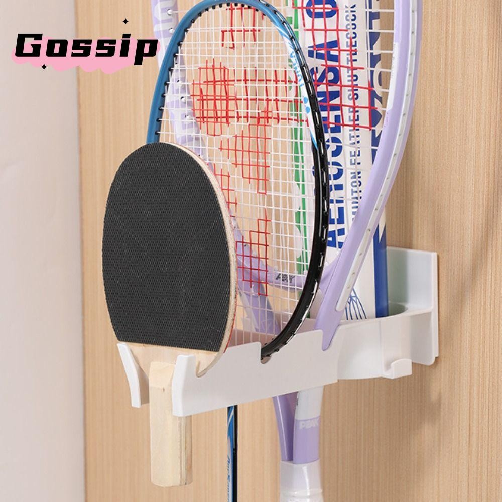 GOSSIP ไม้แขวนเสื้อไม้เทนนิส 3 ช่องพร้อมที่ใส่ไม้แบดมินตัน Ball Storage, ติดผนัง Punch Free Storage Rack Pickleball