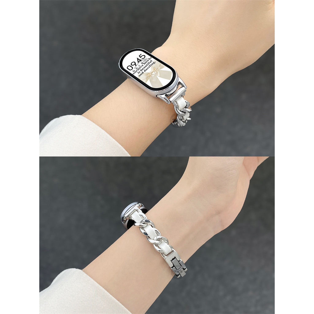 สายนาฬิกาผู้หญิงสร้อยข้อมือหรูหราสําหรับ Xiaomi Mi Band 9 8 NFC Redmi Watch 5 4 Active/Lite สร้อยข้อมือสายนาฬิกาอัจฉริยะนาฬิกาข้อมือสําหรับ Mi Band