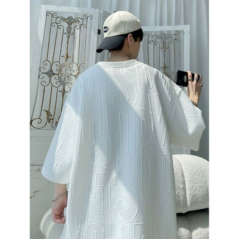 TIANLESIWEI ฤดูร้อนแขนสั้นชุดผู้ชายหลวมสบายๆกีฬาเยาวชนวาฟเฟิล Jacquard Top และกางเกงขาสั้น - รูปที่ 4