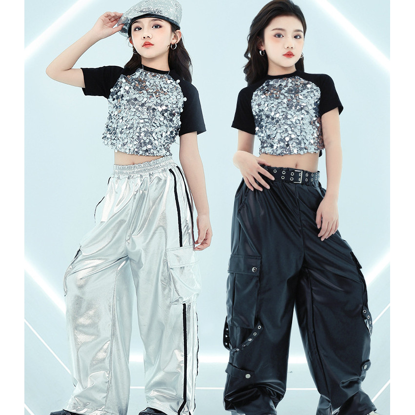 15-75KG ชุดเต้นเด็ก ชุดเต้นแจ๊ส เด็กผู้หญิง เสื้อ ชุด cover dance ชุดฮิปฮอป กางเกง ชุด cover dance เ