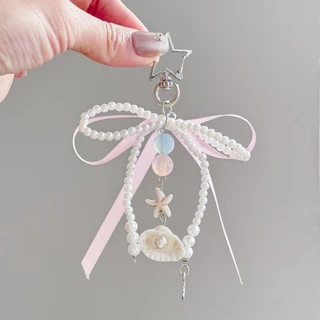 บัลเล่ต์แรงบันดาลใจแฟชั่นมุกเทียม Bowtie Charm Stylish Bowknot ริบบิ้นพวงกุญแจกระเป๋าเครื่องประดับสําหรับกระเป๋าและอุปกรณ์